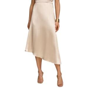 Donna Karan Women's Metallic Midi Asymmetrical Skirt in Gold